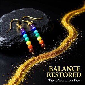 7 Chakra Earrings! Dainty + Slim Dangle Earrings with Semi-Precious Stones